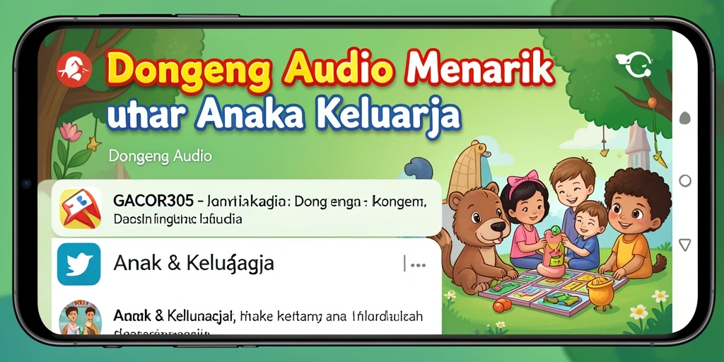 Antarmuka GACOR305 yang menarik dan ramah anak untuk mendengarkan dongeng audio.