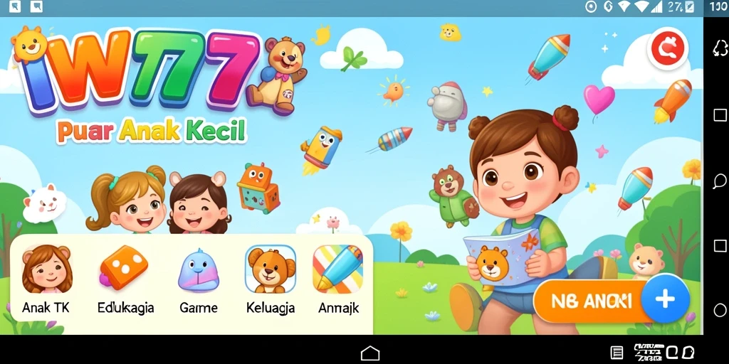 Tampilan antarmuka IW777 yang ceria dan interaktif untuk anak-anak.
